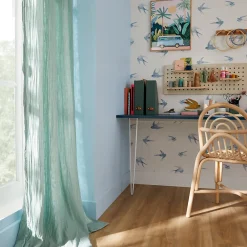Ugepa Papier peint vinyle intissé enfant petit oiseau bleu L. 1005 x l. 53cm