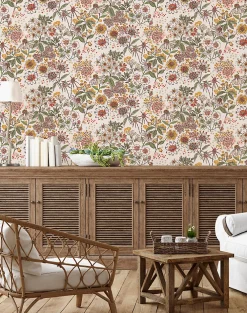 Discount Lutece Papier peint vinyle intissé fleuri bouquet rose, beige L.1005 x l.53cm Lutèce