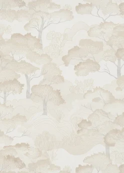 Erismann Papier peint vinyle intissé arbres beige, or L.1005 x l.53cm, Grove* Papier Peint Naturel Et Tropical