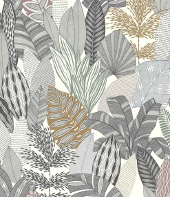Rasch Papier peint vinyle intissé feuillage gris L.1001 x l.53cm , Kruger