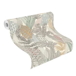 Rasch Papier peint vinyle intissé feuillage gris L.1001 x l.53cm , Kruger