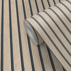 Ugepa Papier peint vinyle intissé effet lattes de bois beigeL.1001 x l.53cm Ugèpa* Papier Peint Pour Couloir|Papier Peint Imitant