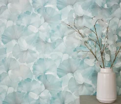 Erismann Papier peint vinyle intissé feuilles de ginko bleu L.1005 x l.53cm, Ginko dream* Papier Peint Naturel Et Tropical|Papier Peint Pour Couloir