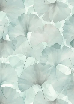 Erismann Papier peint vinyle intissé feuilles de ginko bleu L.1005 x l.53cm, Ginko dream* Papier Peint Naturel Et Tropical|Papier Peint Pour Couloir