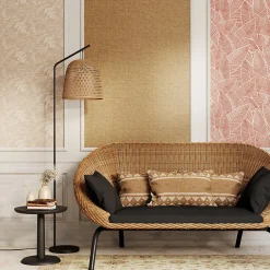 Best GoodHome Papier peint vinyle intissé Pufos uni texturé beige L. 10,05m x l. 0,53m