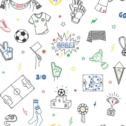 Outlet Ugepa Papier peint vinyle intissé enfant football multicouleurs L. 1005 x l. 53cm