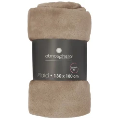 Atmosphera Créateur D'Intérieur Plaid - flanelle - beige - 130x180 cm - Atmosphera* Plaid Canapé|Plaid