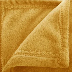 Discount Atmosphera Créateur D'Intérieur Plaid - flanelle - jaune ocre - 125x150 cm - Atmosphera