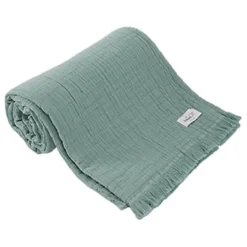 Toison d'Or Plaid à franges "Brehat" Gaze de Coton stonewashed - Brehat Lichen* Plaid Canapé
