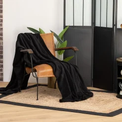 Best Atmosphera Créateur D'Intérieur Plaid - microfibre - noir - 180x230 cm - Atmosphera