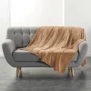 Douceur D'Intérieur Plaid ultra doux 180 x 220 cm Flanelle Unie Flanou Camel* Plaid Canapé