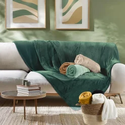 Douceur D'Intérieur Plaid ultra doux 180 x 220 cm Flanelle Unie Flanou Camel* Plaid Canapé