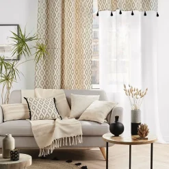Douceur D'Intérieur Plaid a franges 125 x 150 cm coton jacquard+fils metallises doreline Sans