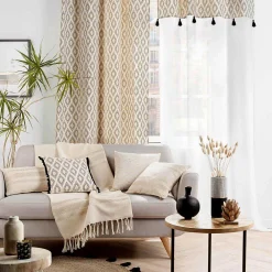 Douceur D'Intérieur Plaid a franges 125 x 150 cm coton jacquard+fils metallises doreline Sans
