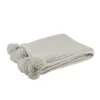 Sale J-Line Plaid avec pompons en polyester gris clair 176x128cm