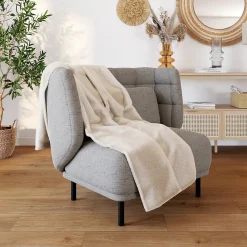 Clearance GoodHome Plaid beige ivoire 150 x 180 cm , Lulu