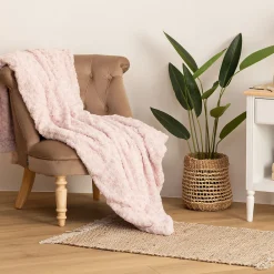 Atmosphera Créateur D'Intérieur Plaid Bouclette fausse fourrure - rose 180x230 cm - Atmosphera* Plaid Canapé|Plaid