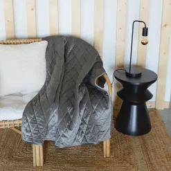 Outlet Home Maison Plaid Canapé en velours matelassé (125x160 cm - Gris)