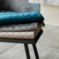 Outlet Home Maison Plaid Canapé en velours matelassé (125x160 cm - Gris)
