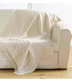 Enjoy Home Plaid coton écru 125x150cm "Golden Sunset" - 125x150cm - Ecru* Plaid Canapé