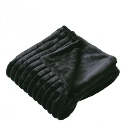 Enjoy Home Plaid côtelé noir effet fourrure Matisse - 125x150cm - Noir* Plaid Fourrure