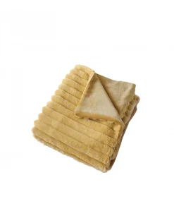 Enjoy Home Plaid côtelé ocre effet fourrure Matisse - 125x150cm - Ocre* Plaid Fourrure