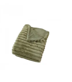 Enjoy Home Plaid côtelé olive effet fourrure Matisse - 125x150cm - Vert olive* Plaid Fourrure|Plaid