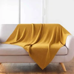 Paris Prix Plaid Déco Uni "Tricotine" 125x150cm Ocre* Plaid Canapé