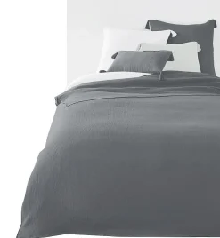 Deko & Co Plaid double gaze gris souris 220x240* Plaid Canapé|Plaid