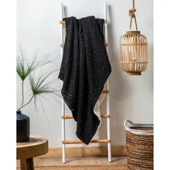 New Deko & Co Plaid double gaze sherpa noir/doré 130x180