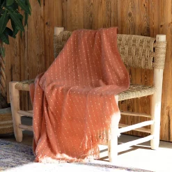 Discount Home Maison Plaid doux à franges aspect mohair (130x180 cm - Terracotta)