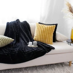 Eden Plaid doux et flanelle Mathis design et moderne* Plaid Canapé|Plaid
