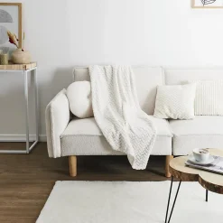 Online Importdistrib PLAID EFFET CHEVRON CREME 120X150CM M8