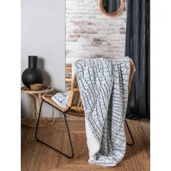 Discount Deko & Co Plaid effet fourrure motif serpent gris L.160 x l.130cm Deco&co