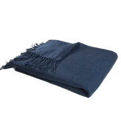 Discount Plaid effet laine gaufrée bleu nuit Cocooning Plaid L.180 x l.127cm