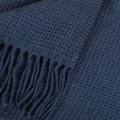 Discount Plaid effet laine gaufrée bleu nuit Cocooning Plaid L.180 x l.127cm
