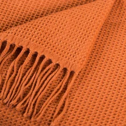 Plaid effet laine gaufrée terracotta Cocooning Plaid L.180 x l.127cm* Plaid Laine|Plaid