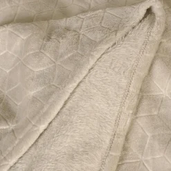 Dylrev Plaid en Flanelle à Motif reliefé géométrique, 130x170cm, Beige,* Plaid Polaire