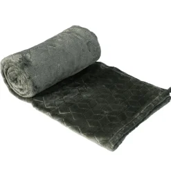 Dylrev Plaid en Flanelle à Motif reliefé géométrique, 130x170cm, Gris anthracite,* Plaid Polaire
