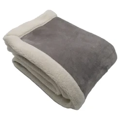 Clearance Toison d'Or Plaid en microvelours doublé sherpa (130x150 cm - Gris Perle)
