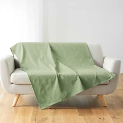 Douceur D'Intérieur Plaid enroulable 220x240 cm Polycoton Lucile Sauge avec fermeture boutons* Plaid Canapé