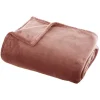 Clearance Atmosphera Plaid flanelle 130 x 180 cm - Rose