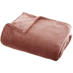 Clearance Atmosphera Plaid flanelle 130 x 180 cm - Rose