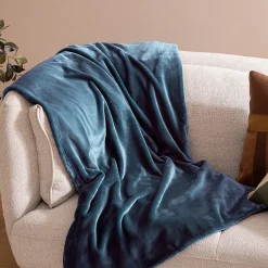 Atmosphera Créateur D'Intérieur Plaid flanelle Cuddly bleu égéen 130x180cm - Atmosphera* Plaid Canapé