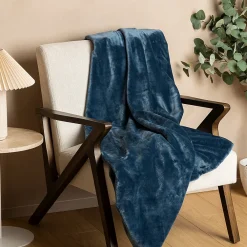 Atmosphera Créateur D'Intérieur Plaid flanelle Cuddly bleu égéen 130x180cm - Atmosphera* Plaid Canapé