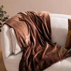 Atmosphera Créateur D'Intérieur Plaid flanelle Cuddly marron 180x230cm - Atmosphera