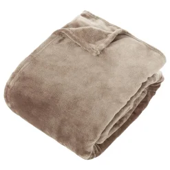 Atmosphera Créateur D'Intérieur Plaid flanelle Ollis beige lin 260x240cm - Atmosphera* Plaid Canapé|Plaid