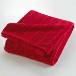Paris Prix Plaid Flanelle Uni "Arya" 180x220cm Carmin