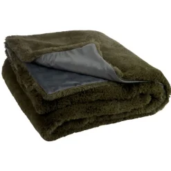 Paris Prix Plaid Imitation Fourrure "Cutie" 130x180cm Vert Kaki