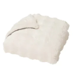 Best Douceur D'Intérieur Plaid Imitation Fourrure Ultra Doux 100% Polyester MOUNTY Certifié OekoTEX 180 x 220 cm Blanc Naturel